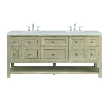 James Martin Vanities 72'' Double Vanity, Whitewashed Oak w/ 3 CM Eternal Jasmine Pearl Quartz Top 330-V72-WWO-3EJP